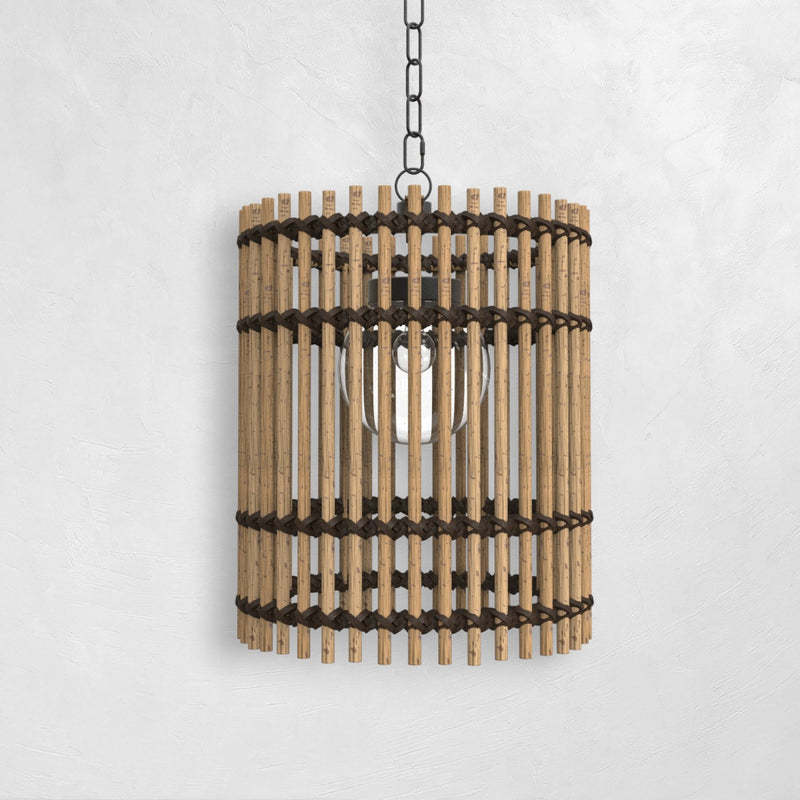 Sherman N-Dura Resin Rattan 18" Drum Pendant Light