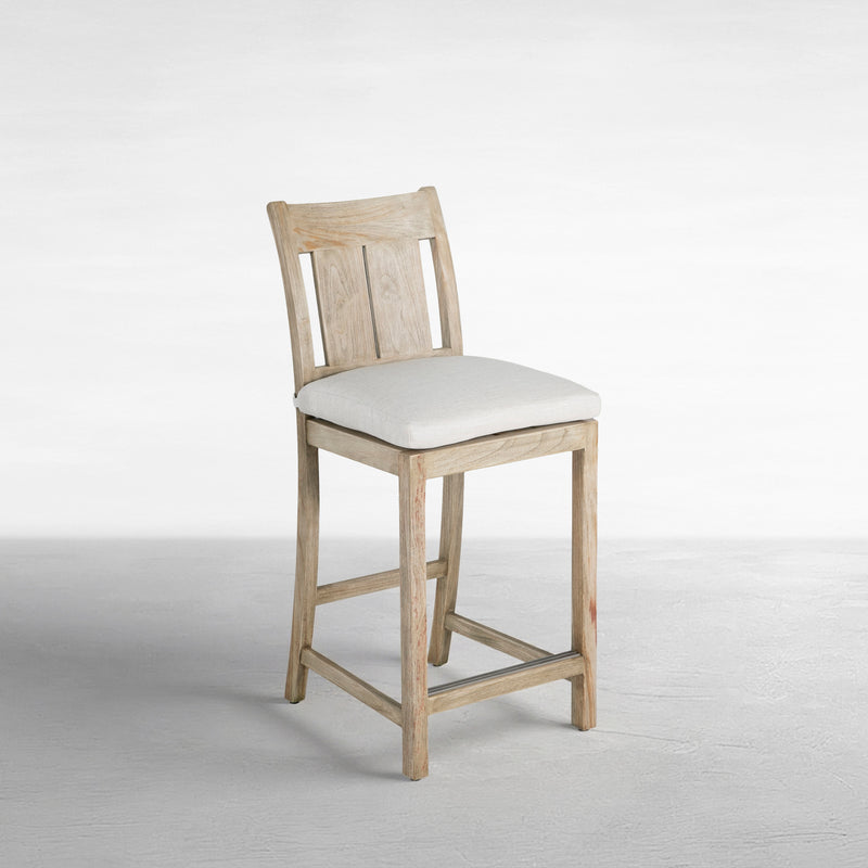 Croquet Teak Outdoor Transitional Counter Stool