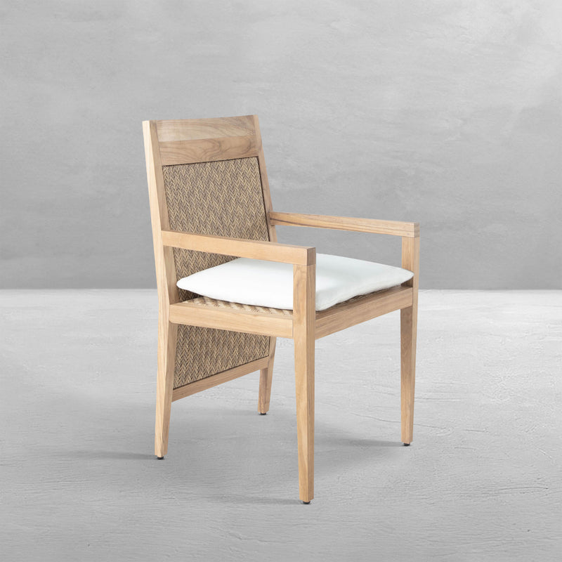 Savannah Resin Wicker Outdoor Teak Arm Chair