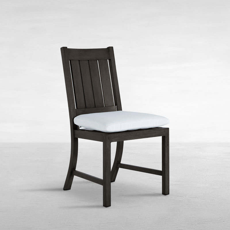 QS Croquet Aluminum Side Chair, Slate Gray with Linen Dove Cushions