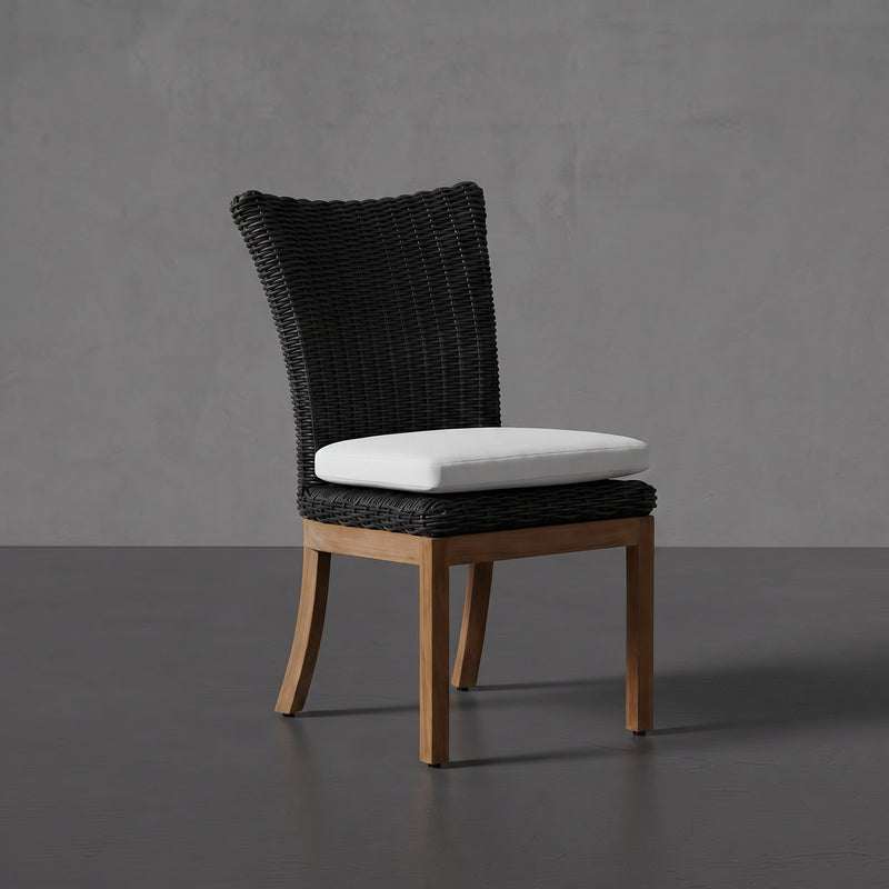 Montauk Resin Wicker Teak Outdoor Side Chair