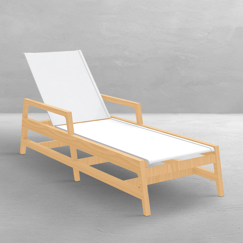Seashore Wood Outdoor Armless Chaise Lounge