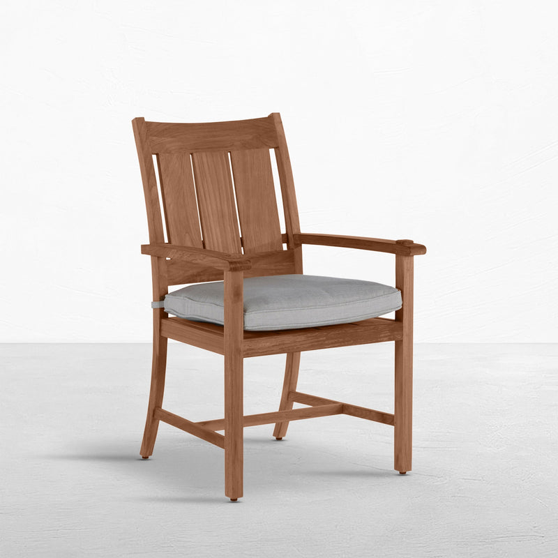 QS Croquet Teak Arm Chair, Natural with Avila Navy Cushions