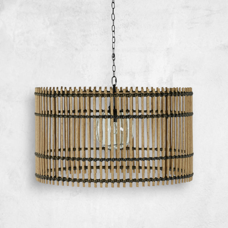 Sherman N-Dura Resin Rattan 24" Drum Chandelier