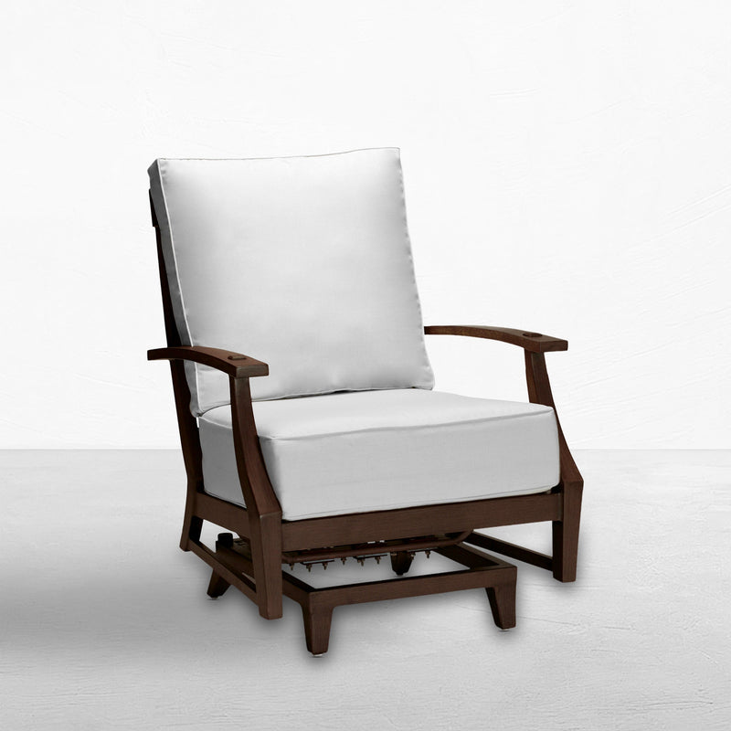 QS Croquet Aluminum Spring Lounge, Slate Gray with Linen Dove Cushions