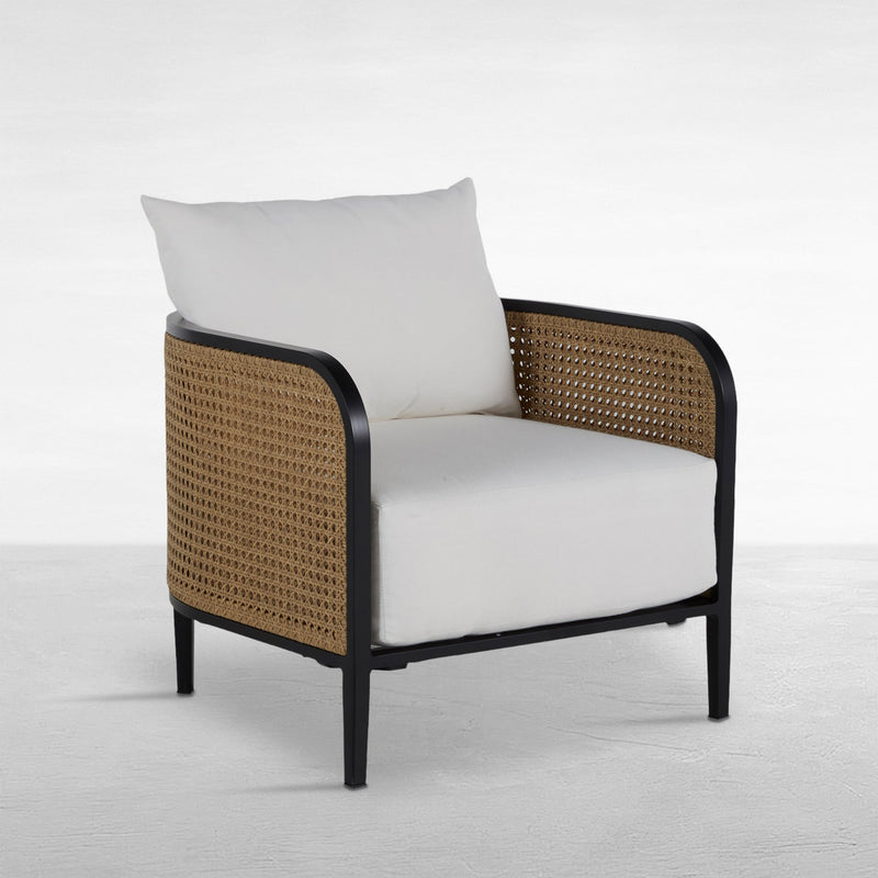 QS Havana Wicker Lounge, Midnight with Linen Snow Cushions