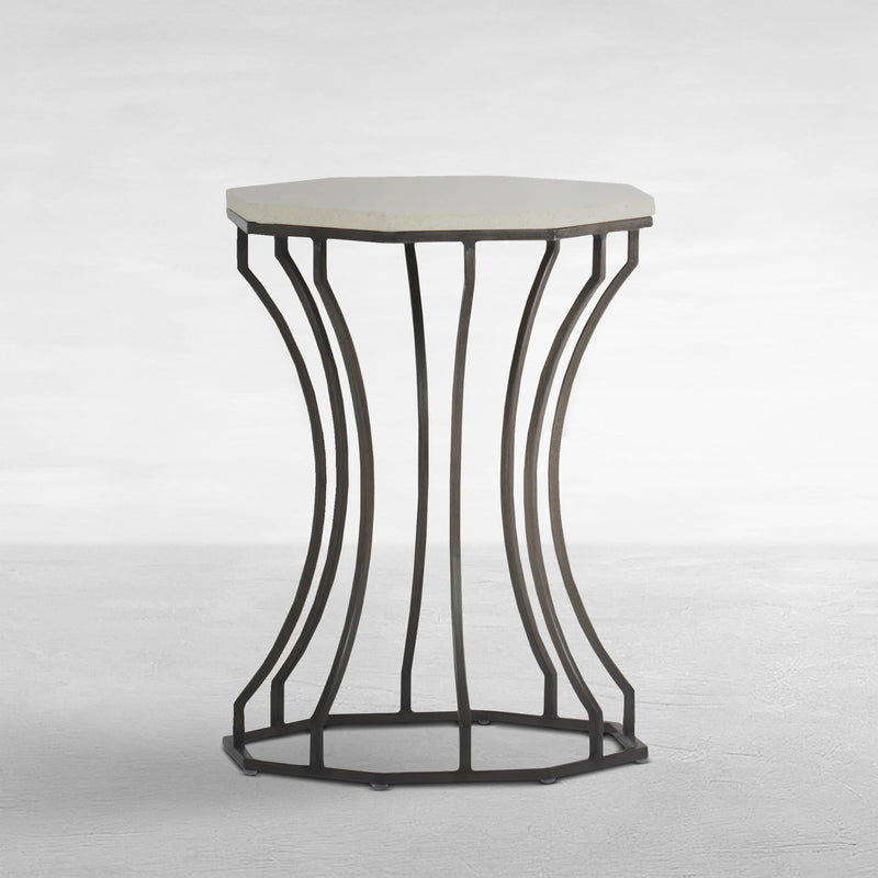 Audrey Wrought Iron Octagonal Outdoor End Table