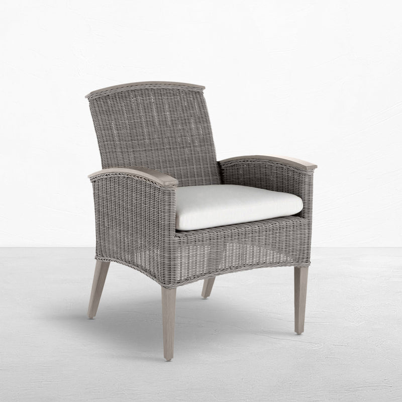 QS Astoria Arm Chair, Oyster with Linen Dove Cushions