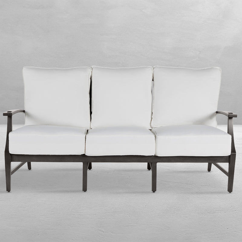 QS Croquet Aluminum Sofa, Slate Gray with Linen Dove Cushions