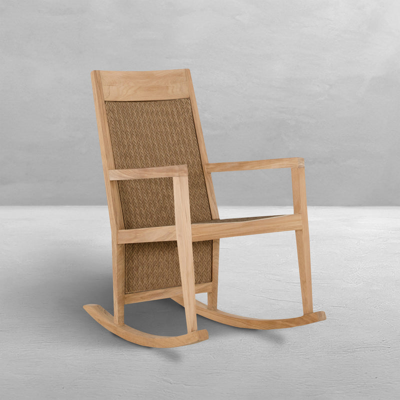 Savannah Wicker Outdoor Teak Rocker Lounge Chair