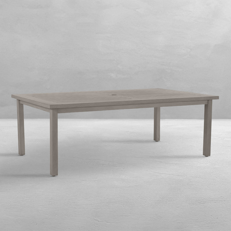 QS Club Aluminum Rectangle Slatted Dining Table, Oyster