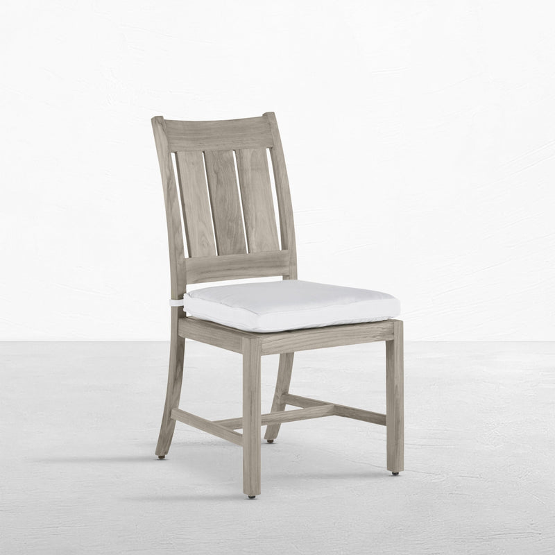 QS Croquet Teak Side Chair, Natural with Avila Navy Cushions