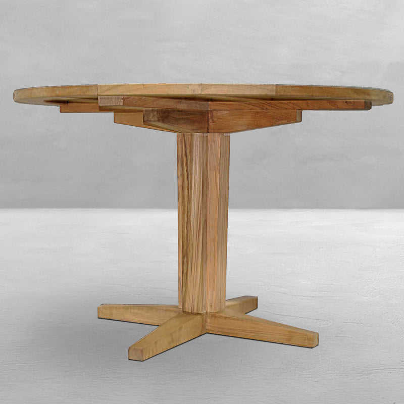 QS Club Teak 48" Round Top-Pedestal Base, Nat Teak