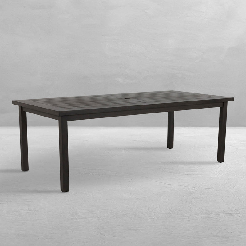 QS Club Aluminum Rectangle Slatted Dining Table, Slate Gray