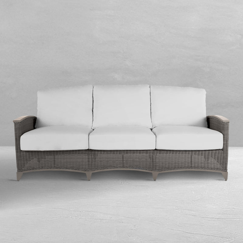 QS Astoria Sofa, Oyster with Linen Dove Cushions